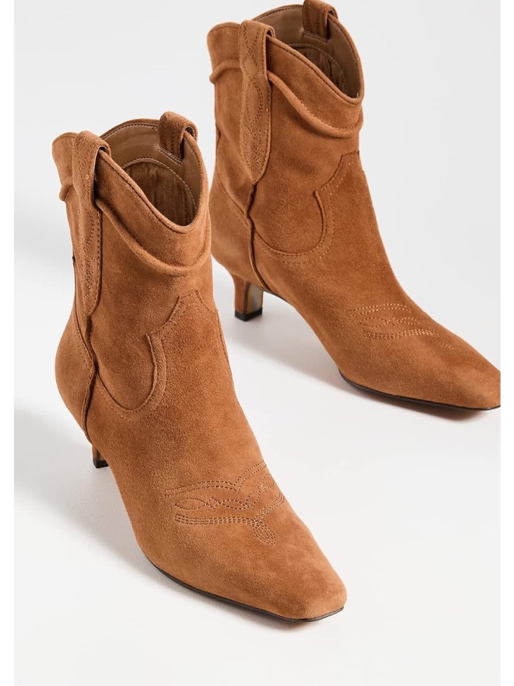 Sam Edelman Taryn Suede Pull On Western Point Squared Toe Kitten Heel Boots 7